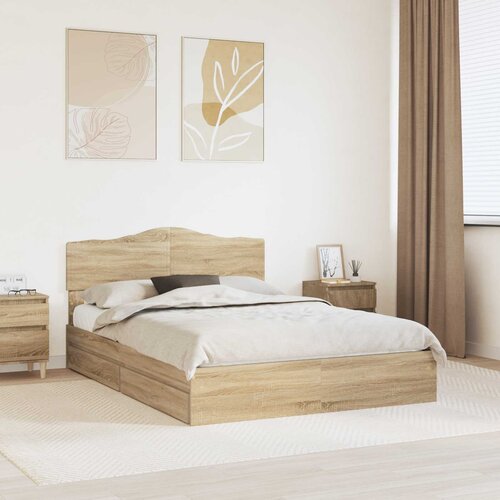 Krevet s od storage Sonoma hrast 150 x 200 cm Konstruirano drvo Cijene