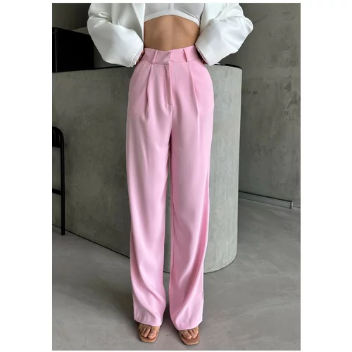 Laluvia Pink Premium High Waist Palazzo Trousers