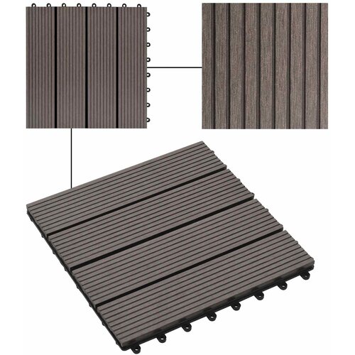  Pločice za decking 22 pcs Tamno smeđa 30 x 30 cm Slike