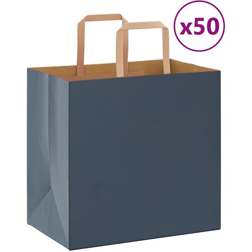 VidaXL Papirnate vrećice 50 kom s ručkama plave 26x17x25 cm Slike