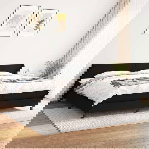  Box spring postelja z vzmetnico črn 200x200 cm blago, (20789003) Slike