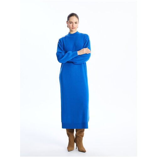 LC Waikiki Women's Knitwear Dress With Half Turtleneck Long Sleeved Straight Slike