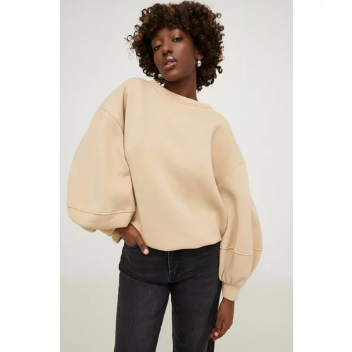 Answear Lab Bombažen pulover ženska, bež barva