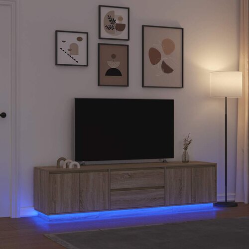 VidaXL TV omarica z LED lučmi sonoma hrast 193,5x41x50 cm Slike