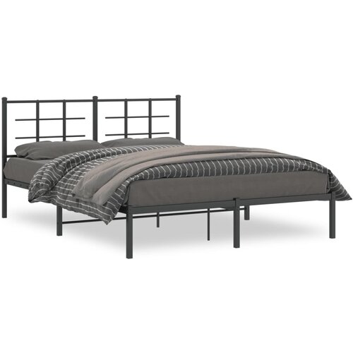 Maison Chic Kovinski Posteljni okvir - Dvoposteljna postelja - Zakonska postelja z vzglavjem črn 160x200 cm, (21693340) Cene
