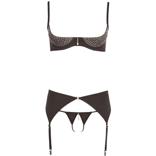 Abierta Fina - bleščeči kamen - komplet spodnjega perila (črna) - 80C/M Cene