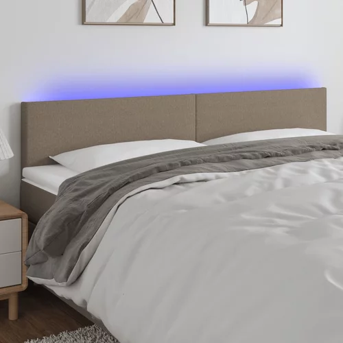 vidaXL LED posteljno vzglavje taupe 180x5x78/88 cm blago