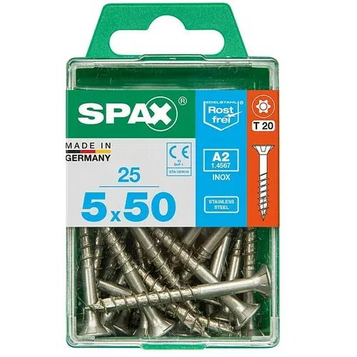 SPAX T-Star plus Vijak s upuštenom glavom (Ø x D: 5 x 50 mm, Plemeniti čelik, 25 Kom., Djelomični navoj)