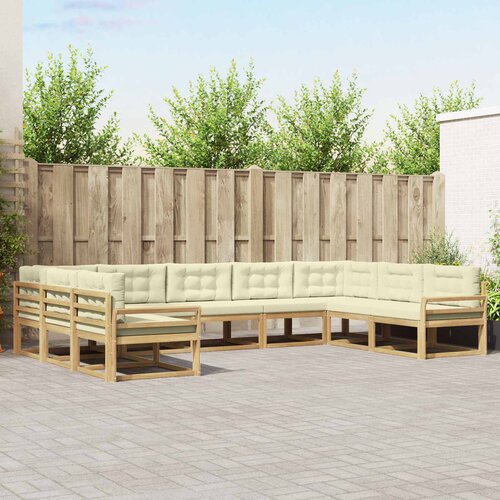  Set vanjskih sofa s jastukom 9 pcs Bijela i krem Slike