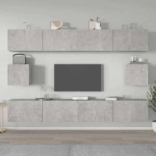 vidaXL Komplet TV omaric 6-delni betonsko siv inženirski les