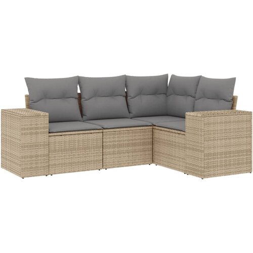  4-dijelni set vrtnih sofa s jastucima bež od poliratana Slike