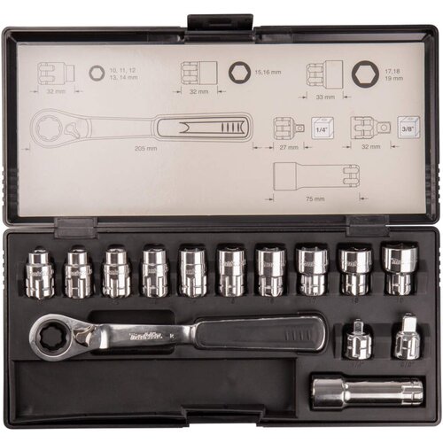 Makita B-65595 14-delni komplet prolaznih ključeva sa čegrtaljkom Slike