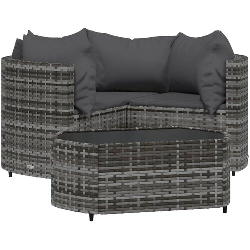 Maison Chic Seti vrtnega pohištva - Vrtna garnitura - Vrtni pohištvo set 4-delna z blazinami siv poli ratan, (21820483) Cene
