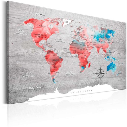  Slika - World Map: Red Roam 120x80 Cijene