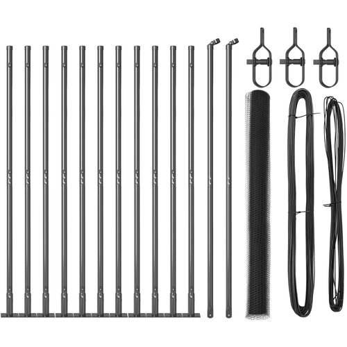 VidaXL Heksagonalna ograda Siva 1.4x25 m Čelik, Ograde s postoljima 13 kom &amp;Oslash;32mm 78.5cm Galvanizirani čelik Slike