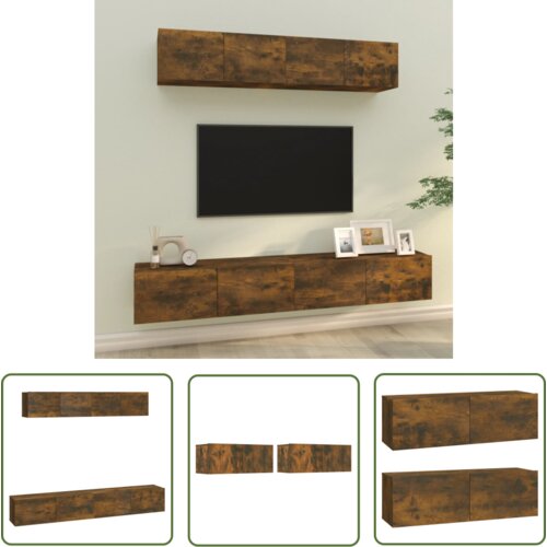 The Living Store Komplet TV omaric 4-delni dimljen hrast inženirski les - Komplet TV Omaric, (21738310) Cene