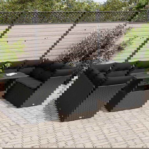 VidaXL 10-dijelni set vrtnih sofa s jastucima crni od poliratana Slike