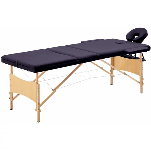 Sklopivi Zložljiva masažna miza 3-conska les vijolična