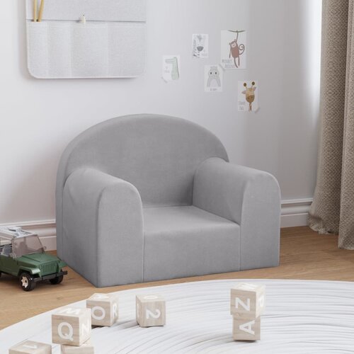  Dječja sofa svjetlosiva od mekanog pli&scaron;a Cijene