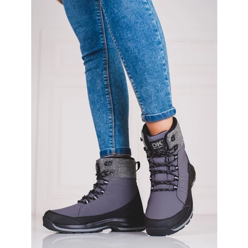 DK Lace-up snow boots for women gray