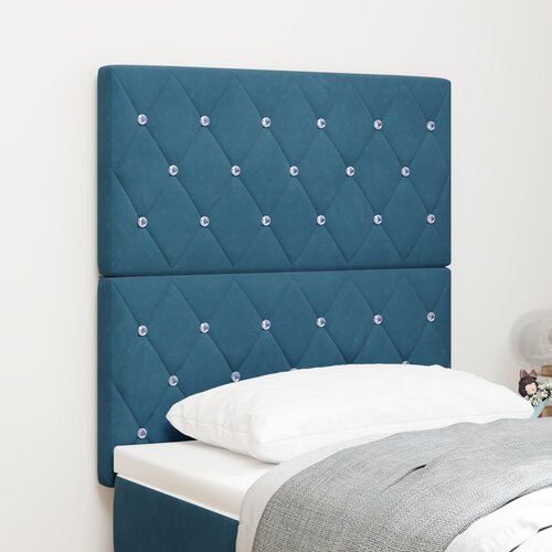 VidaXL LED Uzglavlje Tamno Plavo 80 cm Pli&amp;scaron;, Uzglavlje s Kristalnim Gumbima Tamno Plavo 160 cm Pli&amp;scaron; Slike