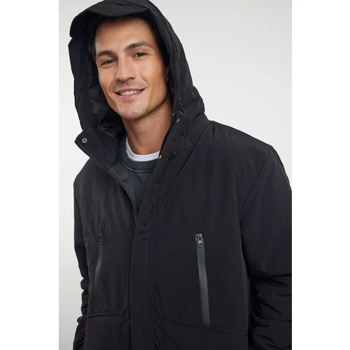 Trendyol Men's Black Regular Fit Taslan Winter Parka Coat