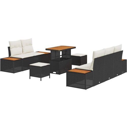 vidaXL Vrtna sedežna garnitura z blazino z blazino 8 pcs Črna in krem, (5000135370) Cene