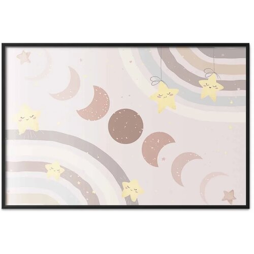  Plakat - Phases of the Moon with a Rainbow 90x60 Crni okvir Slike
