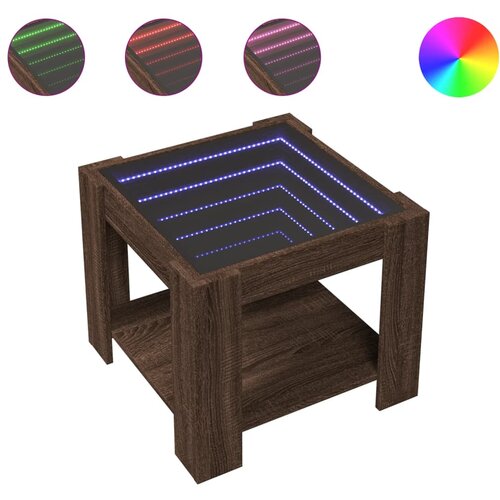 Maison Chic Klubska mizica - kavna mizica - Nizka mizica LED rjavi hrast 53x53x45 cm inženirski les, (21755288) Cene