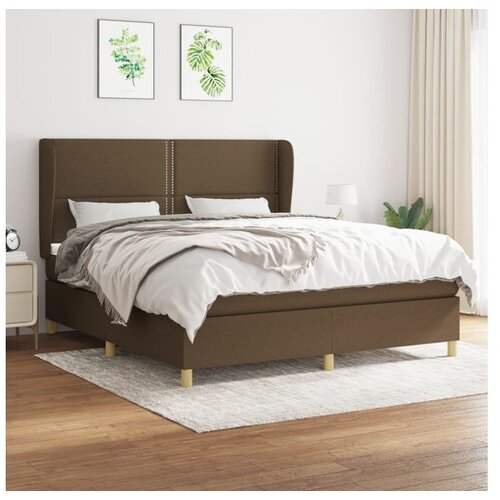 VidaXL Box spring postelja z vzmetnico temno rjava 180x200 c Slike