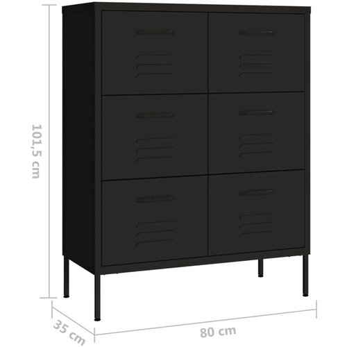 VidaXL Omarica s predali črna 80x35x101,5 cm jeklo Slike