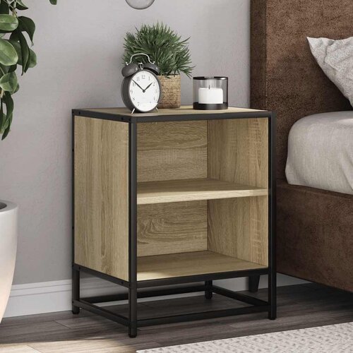 VidaXL Noćni ormarić Sonoma hrast 40x31x50cm Konstruirano drvo i metal Slike
