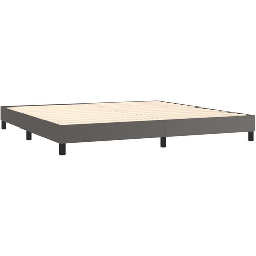  box spring s madracem LED sivi 200x200cm od umjetne kože Slike