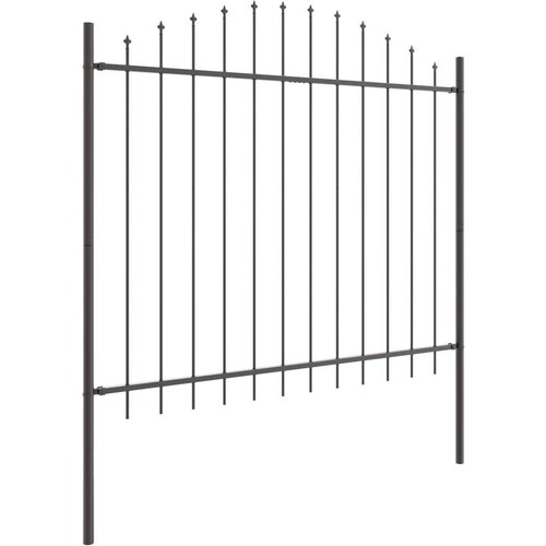 VidaXL Panel Ograde s O&amp;scaron;trim Lukom Set od 5 Siva Čelik prekriven prahom Slike