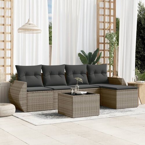 vidaXL 6-dijelni set vrtnih sofa od poliratana s jastucima sivi Cijene