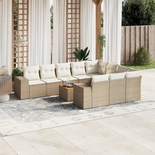 vidaXL 11-dijelni set vrtnih sofa od poliratana s jastucima bež Cijene