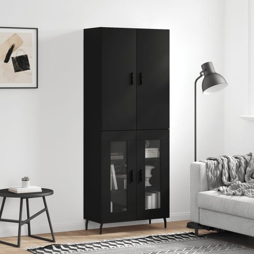 VidaXL Visoka komoda crni 69 5x34x180 cm konstruirano drvo Slike