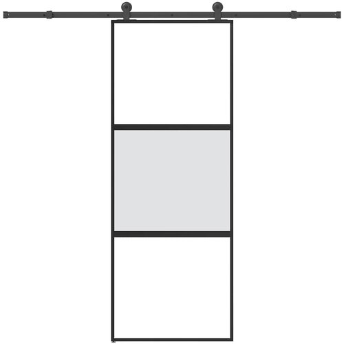VidaXL Drsna vrata z opremo 76x205 cm kaljeno steklo in aluminij Slike
