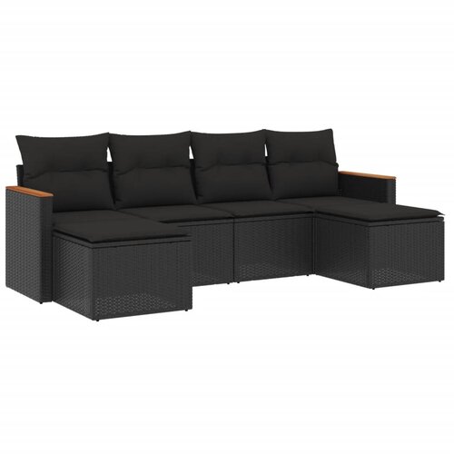 Maison Chic Seti vrtnega pohištva - Vrtna garnitura - Vrtni pohištvo set 6-delna z blazinami črna poli ratan, (21803919) Cene