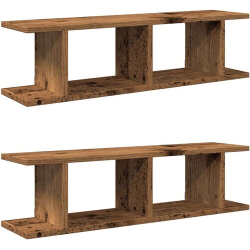 VidaXL Stenska polica 2 kosa starinski les 90x18x20 cm inženirski les Slike
