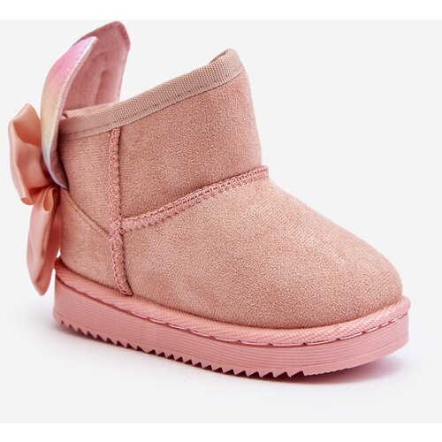 Boto Girl's Padded Snow Boots with Ribbons Pink Meriva Cene