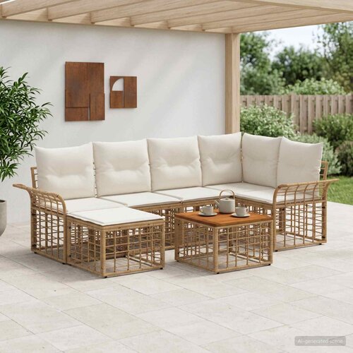  Set vanjskih sofa 7 kom. Prirodna i krema bijela Poliester Cijene
