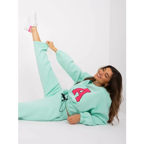 Fashion Hunters Mint and fluo pink tracksuit with letter A