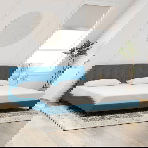 VidaXL Okvir za krevet s uzglavljem plavi 200x200 cm bar&amp;scaron;unasti Slike