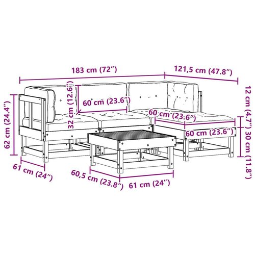  Set lounge namje&amp;scaron;taja za vrt 15 pcs Vosak smeđa i taupe - Vosak smeđa bor Slike