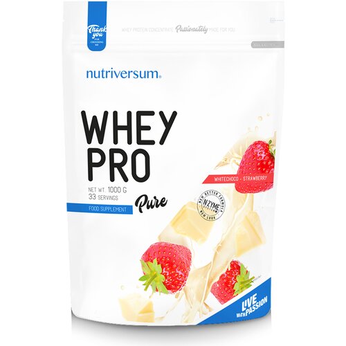 NUTRIVERSUM Whey Pro protein Bela čokolada jagoda 1kg Slike