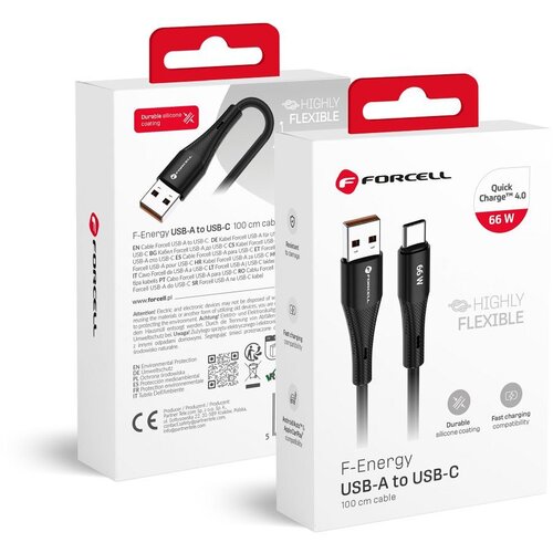 forcell F-ENERGY C342 kabl USB A na Type C QC4.0 3A 66W silikon 1 m crni Cene