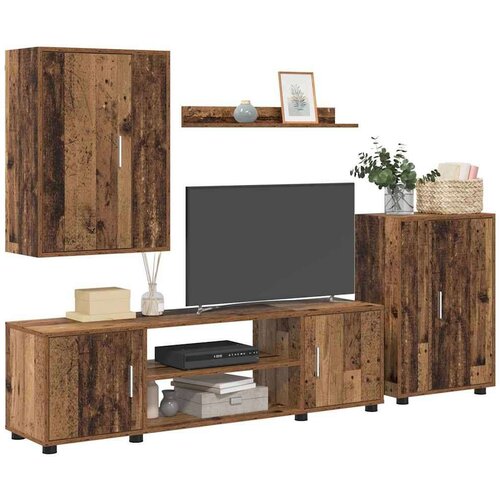  Set TV ormarića od 4 dijela 4 pcs Staro drvo Konstruirano drvo Slike