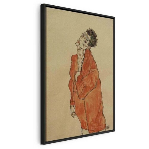  Slika - Egon Schiele – Self-Portrait (Man in Orange Jacket) 80x120 U crnom drvenom okviru Cene