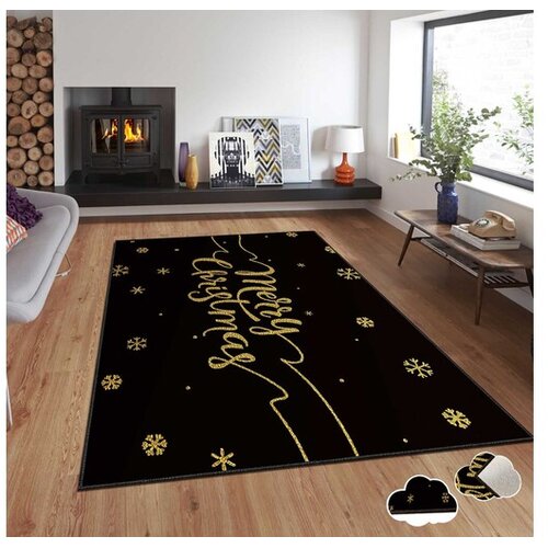 Conceptum Hypnose tepih s novogodišnjim motivima Asr-Crpt-25, pravokutni, 80 x 140 cm, crni Cene